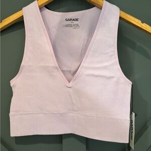 Garage Ribbed V-Neck Crop Tank NWT